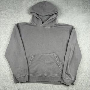 Elwood Core Hoodie Men's L Gray Dye Organic Oversized Brushed Terry Sweatshirt